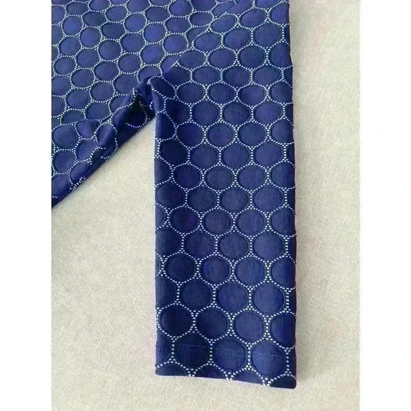 Leota Sz S Seraphine Jacquard Dress Blue Stretch 3/4 Slv Ballet Core Fit & Flare - Picture 8 of 16